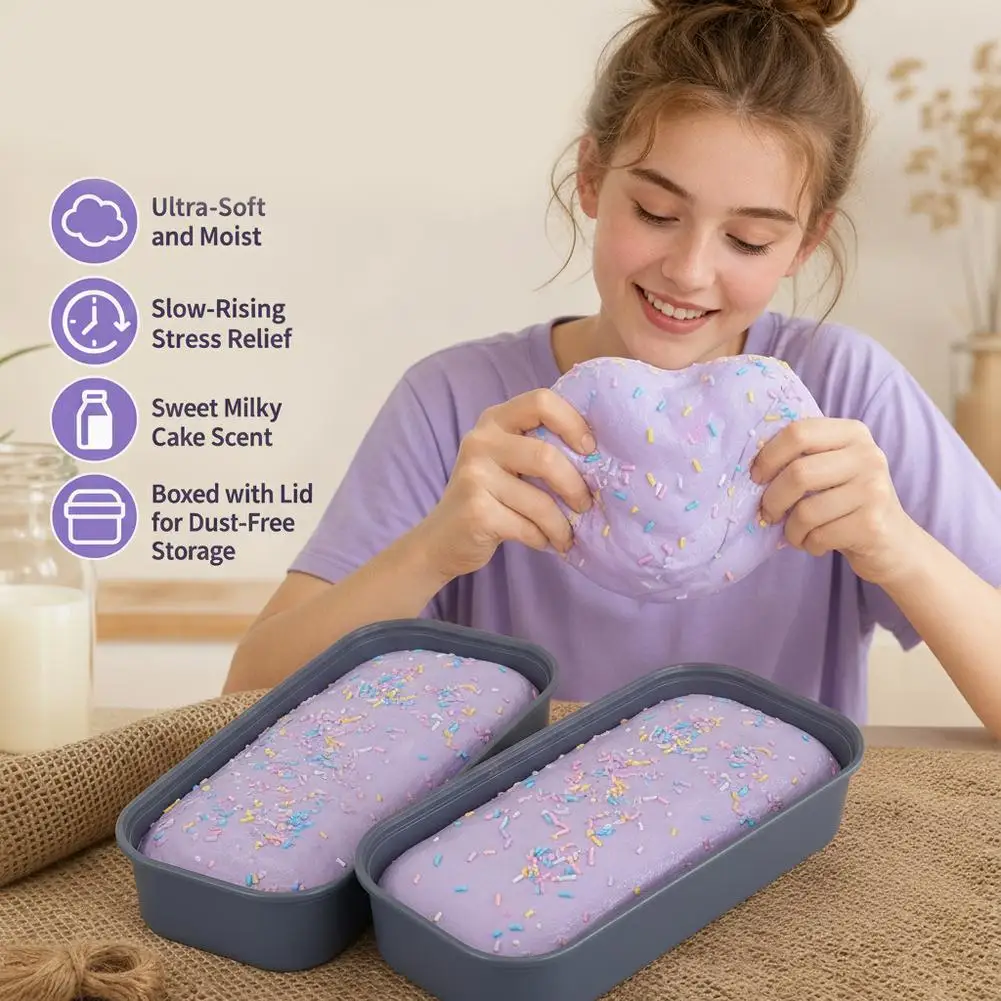Boxed Cake Squishy Squeeze Toy With Colorful Sprinkles Super Soft Slow Rising Sensory Stress Relief Fidget Toy for Party Gift