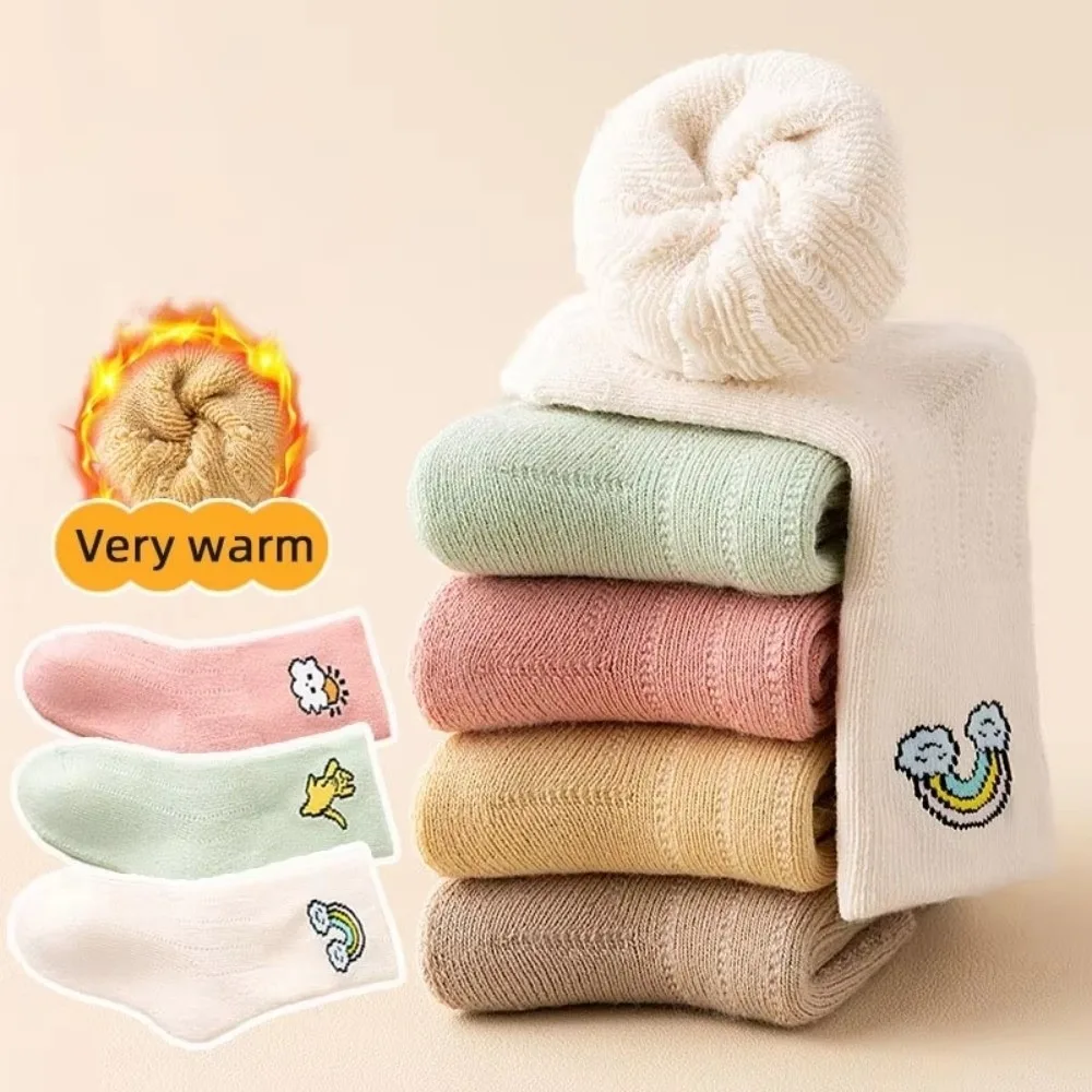 

New Plush Newborn Sock Thicken Velvet Middle Tube Socks Warm Anti-Cold Footwear Autumn and Winter