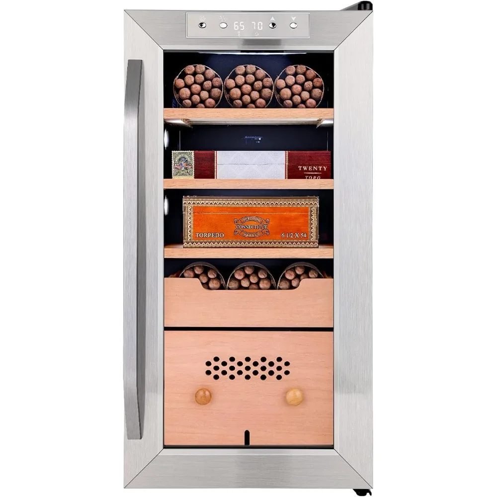 

250 Cigar Cooler Humidor with 3 in 1 Precise Cooling, Heating & Humidity Control, Stainless Steel Trim Finish Cabinet