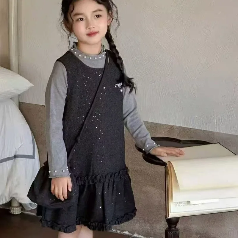 Rich girl style dress for girls, autumn and winter collection2026New slimming dress for children to wear outside