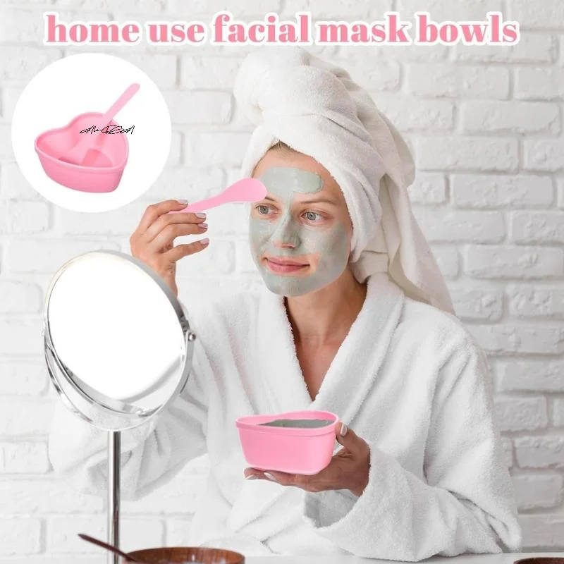 3/6 مجموعات من أوعية خلط قناع الوجه على شكل قلب مع مكشطة - أدوات بلاستيكية للعناية بالبشرة للاستخدام العائلي والصالونات #2