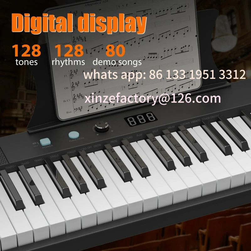 

Customizable 61 Key Keyboard Piano, Protable Electric Semi-Weighted Piano Keyboard For Beginner Professional