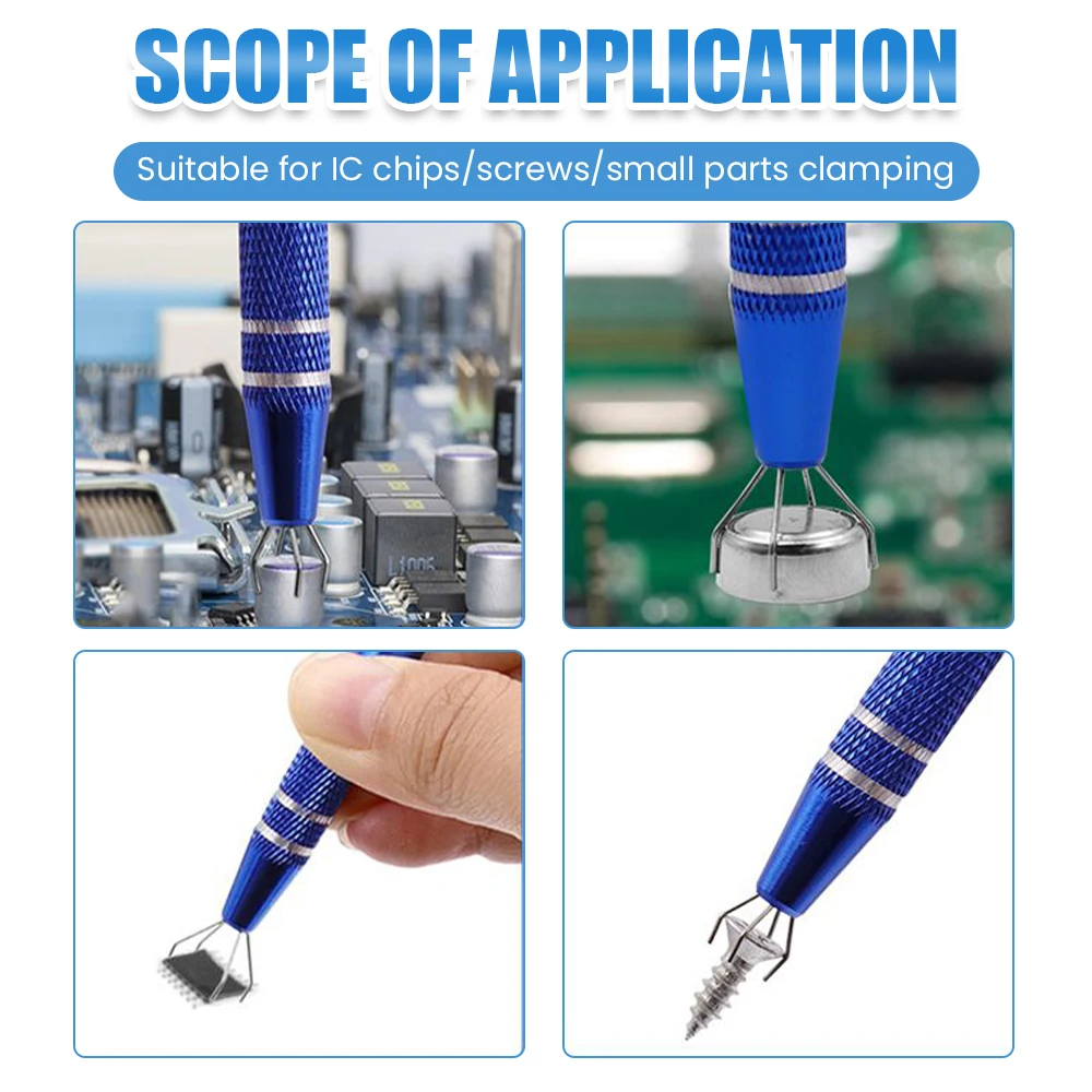 Grabber de componentes electrónicos, Extractor de pinzas de Chip BGA IC de cuatro garras, recogedor de piezas de precisión, herramienta de mano de