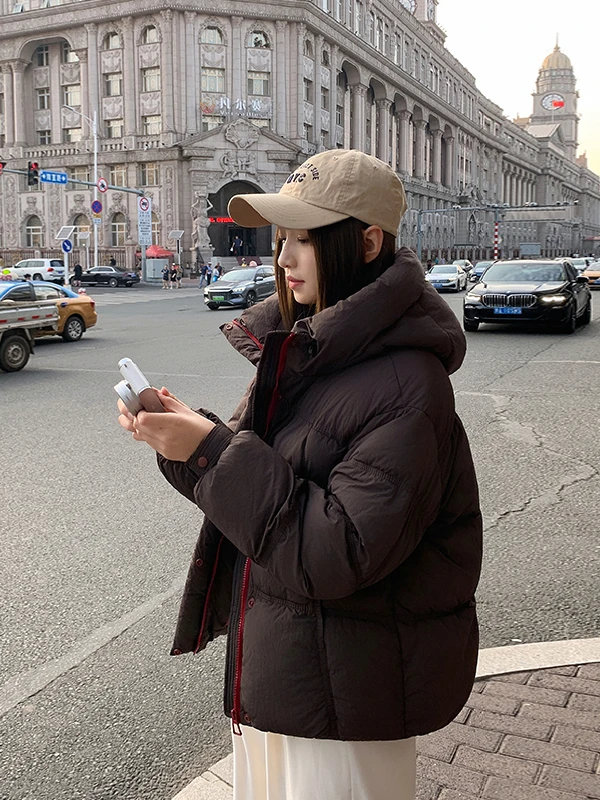 

Korean Sle Hooded Puff Jaet Women Winter New Design Loose Thi Warm Casual Bread Clothes Outerwear down Cotton Coat