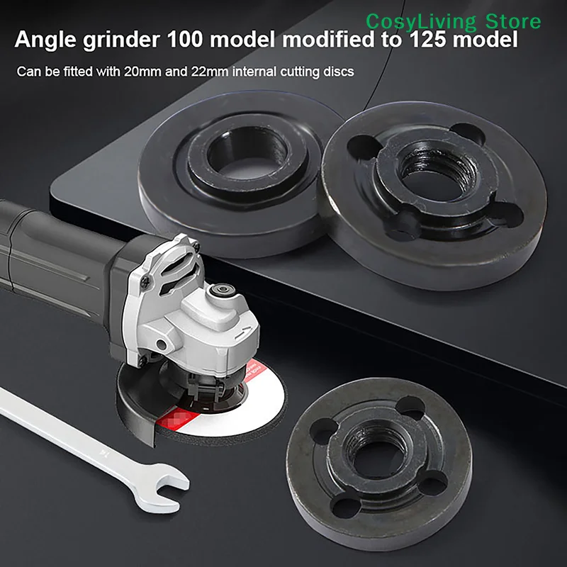 1Pair Black Metal Angle Grinder Pressure Plate Inner Outer Flange Nut Thread Replacement Tools For 20MM 22MM Bore Cutting Discs