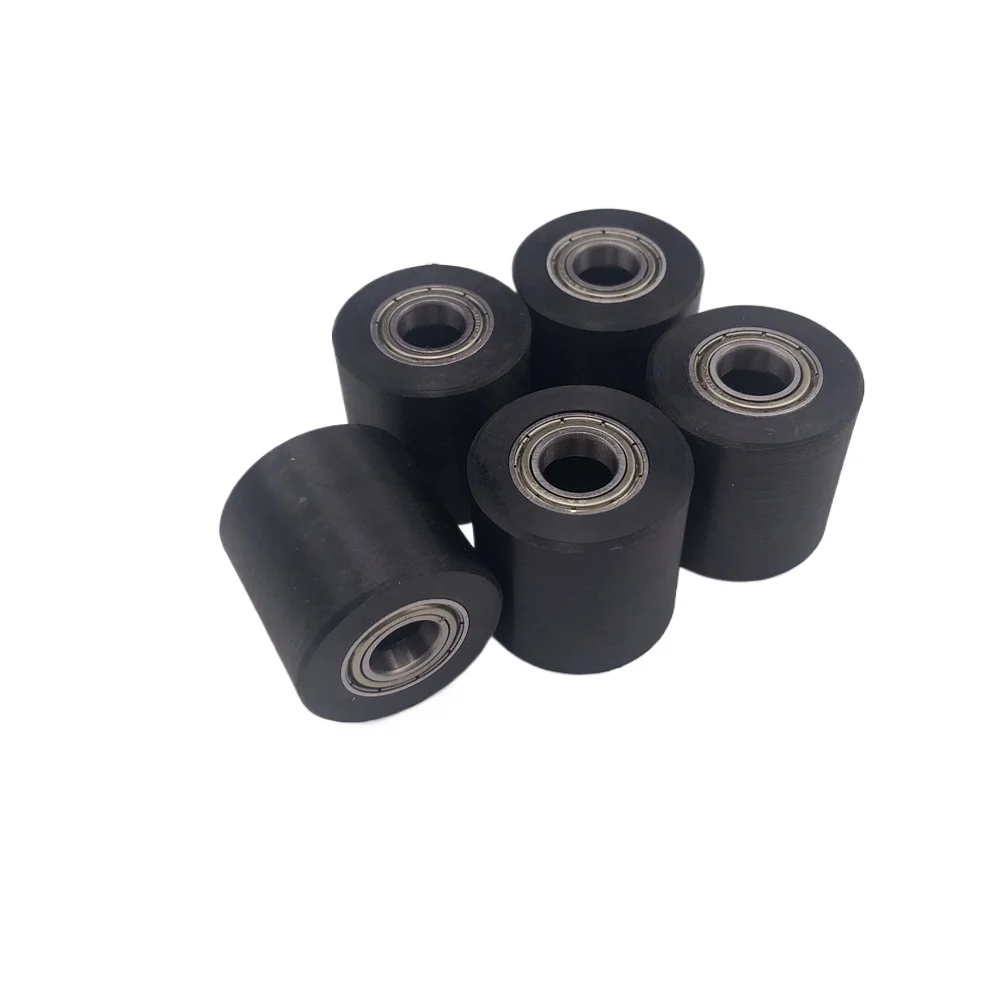 5 rouleaux plats silencieux à double roulement en PU, rouleaux en PU noir de 30x30mm, trous de 10/8mm pour pièces médicales d'ascenseur