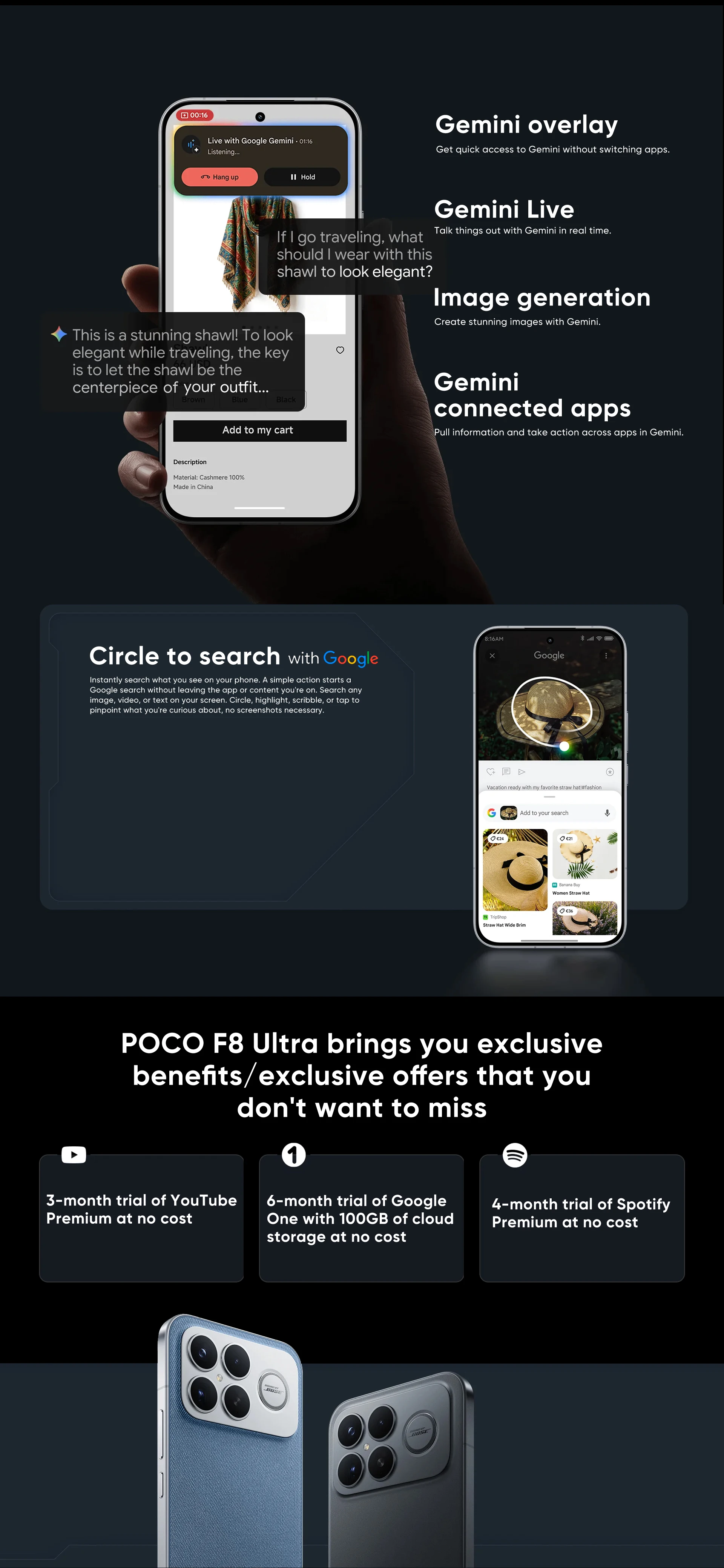 Smartphone POCO F8 Ultra 5G Global Version Snapdragon® 8 Elite Gen 5 6.9' Eye-care AMOLED Display 6500mAh 100W HyperCharge NFC