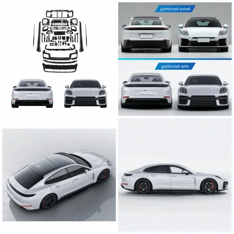 For Panamera 976 2024-2025 GTS Style Body Kit Front and Rear Bumper with LED Daytime Running Lights Upgrade