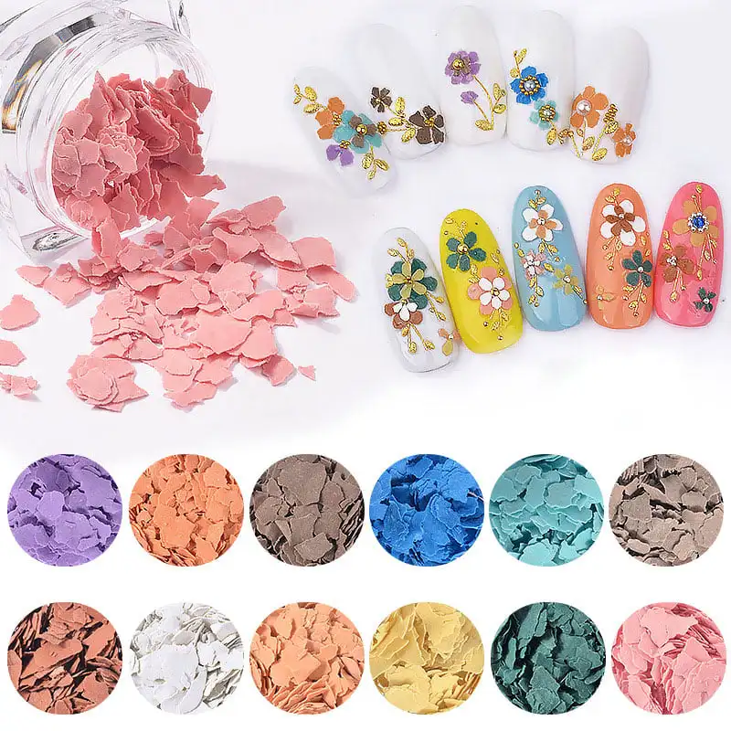 PrettyG 1Boxes Man Glitter Irregular Shards Shape Rock Chip Mica Flakes Mix Colors Clay for DIY Art Craft Nail Makeup Decoration