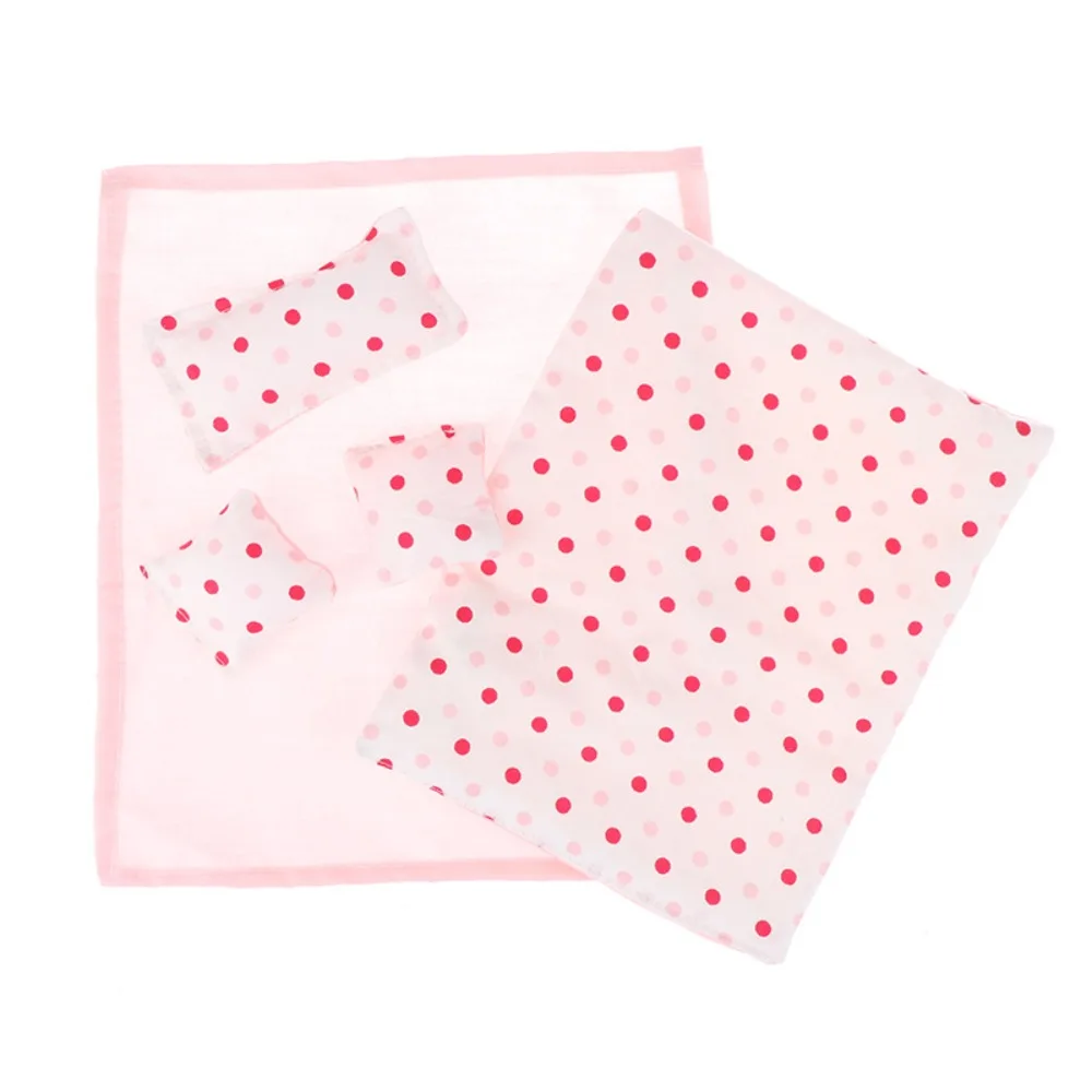 Vijfdelige set Mooie poppenhuisslaapdeken Laken 1:12 Schaal Dollhouse Miniatuur Bed Quilt Kussen