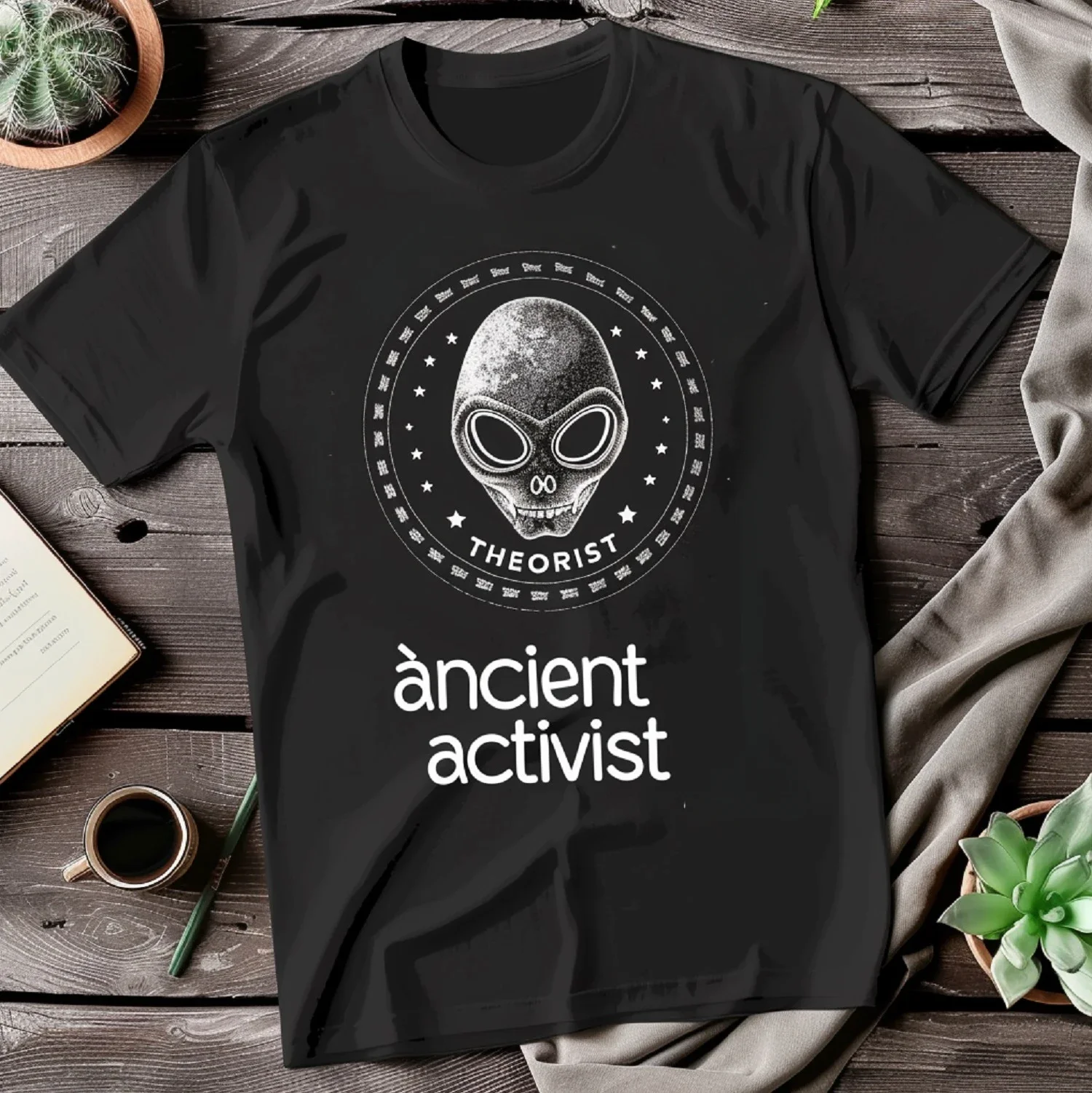 Funny Gift  Alien-Inspired Black Tee Theorist of The Unknown Unisex Style Shirts for Women Men Clothing Streetwear Y2k