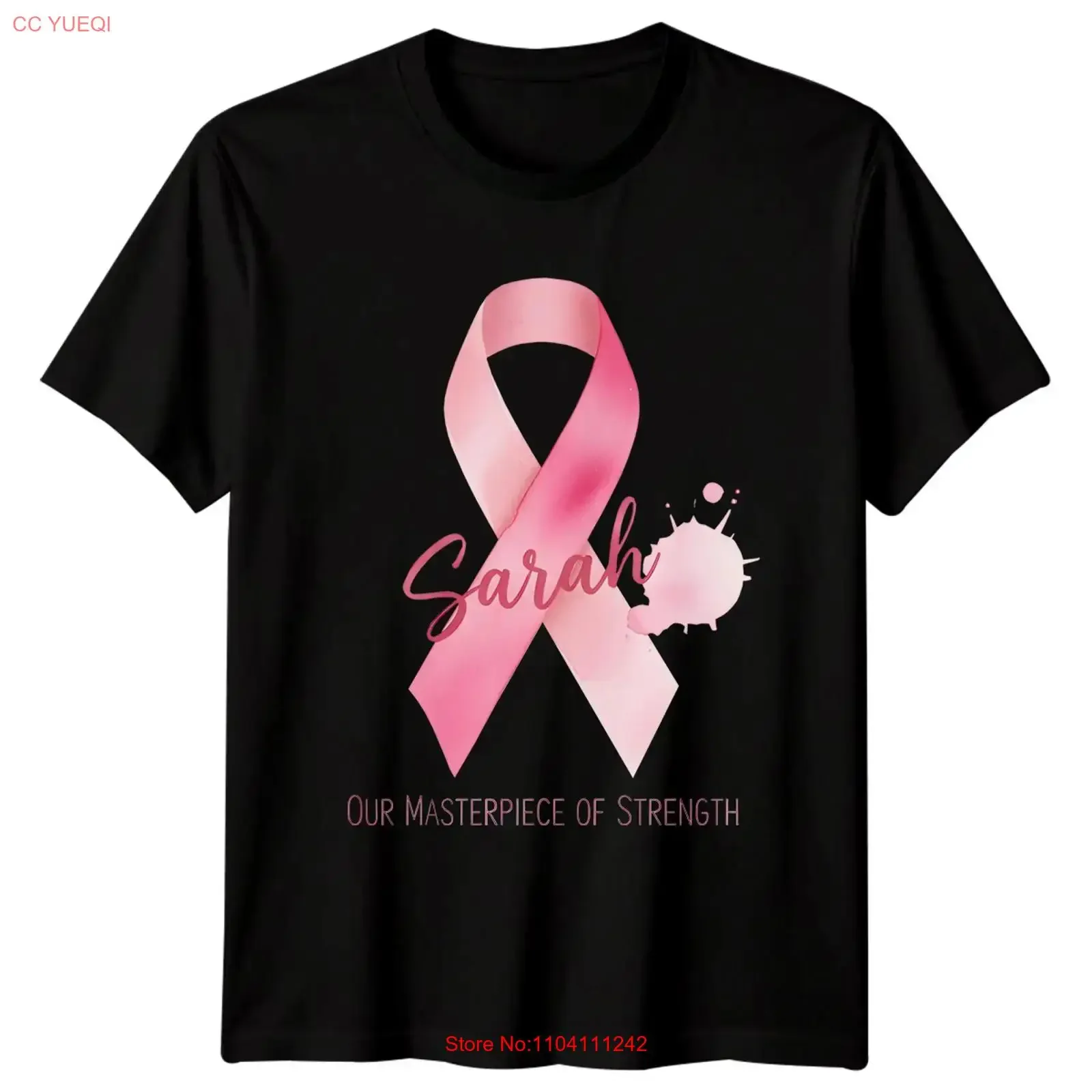 Sarah Our Masterpiece Of Strength Breast Cancer Awareness Ribbon T Shirt vintage Washed Breathable Slightly streetwear