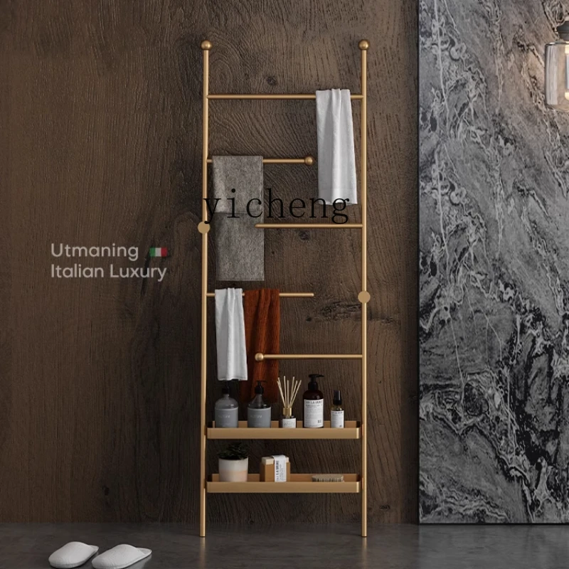 LYY  light luxury bathroom floor towel rack bathtub bathrobe rack toilet towel rack non-punching multi-layer