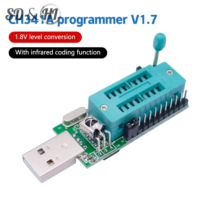 

CH341A Programmer V1.7 1.8V Level Shift W25Q64FW W25Q128FW Gd25LQ64 Programmer Module W/Adapter Board