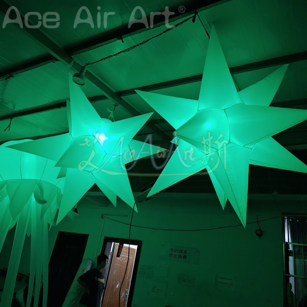 2 pezzi decorazione discoteca che cambia colore gonfiabile LED Star Festival appeso illuminazione gonfiabile stella palloncino per palcoscenico