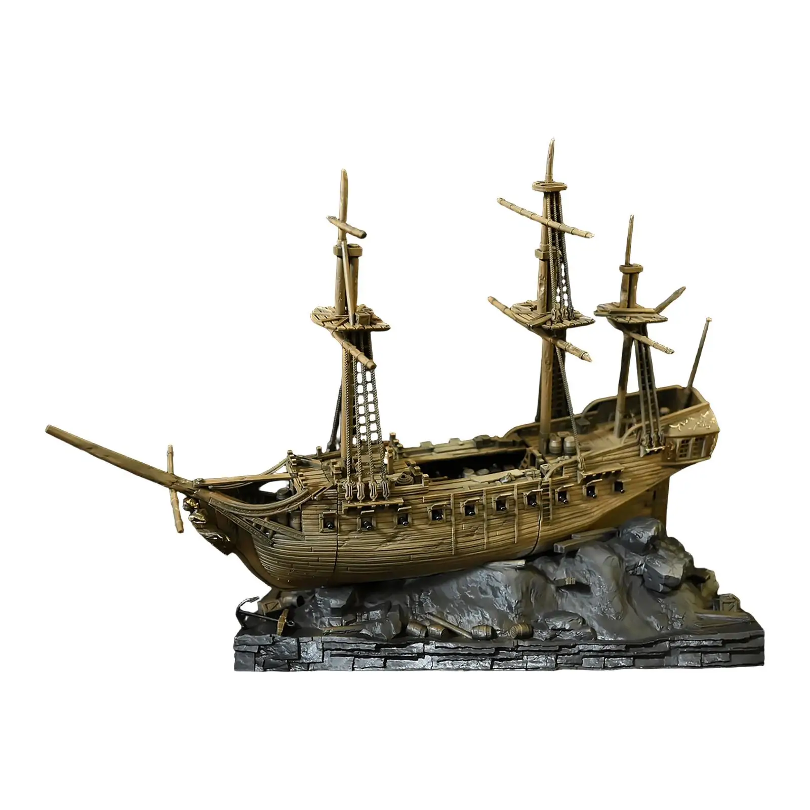 

Handcrafted Resin Shipwreck Aquarium Decoration Artistic Ocean Scene for Complete Goldfish Aquariums