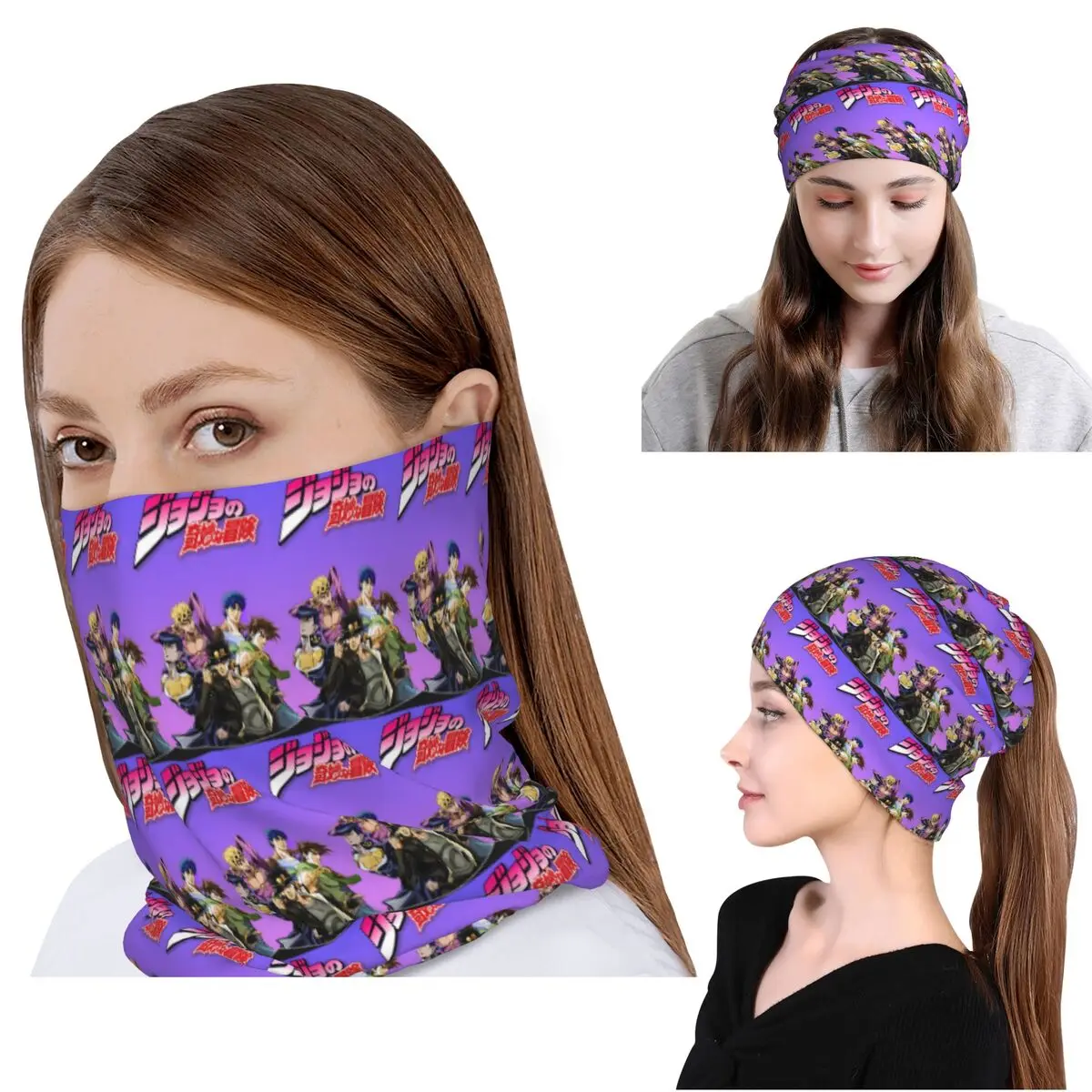 

Jojo Bizarre Adventure Anime Cartoon Bandana Neck Cover Mask Scarf Multifunction Face Mask Beanies Hat for Men Women Adult