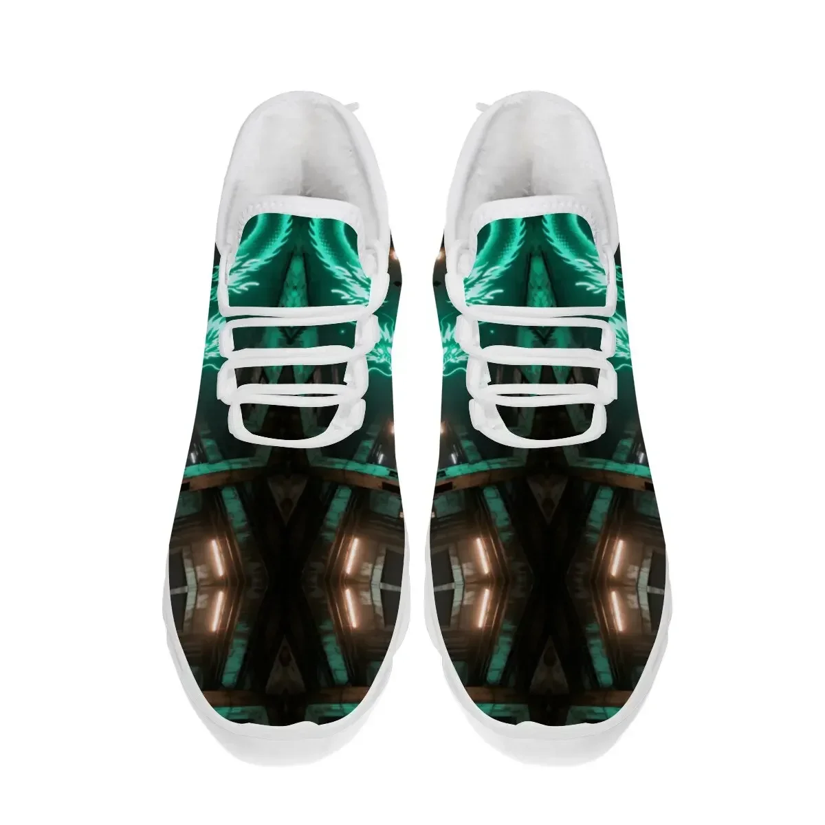 

Christmas Color-block Lightweight Hollowed-out Soft-soled Lace-up Christmas Tree Oil Painting Cake Pattern Casual Sports Shoes