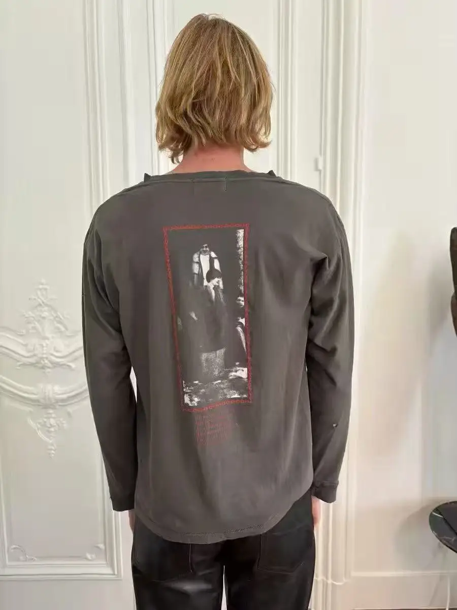 ER/D 26SS Washed Black Portrait Print Long Sleeve T-Shirt