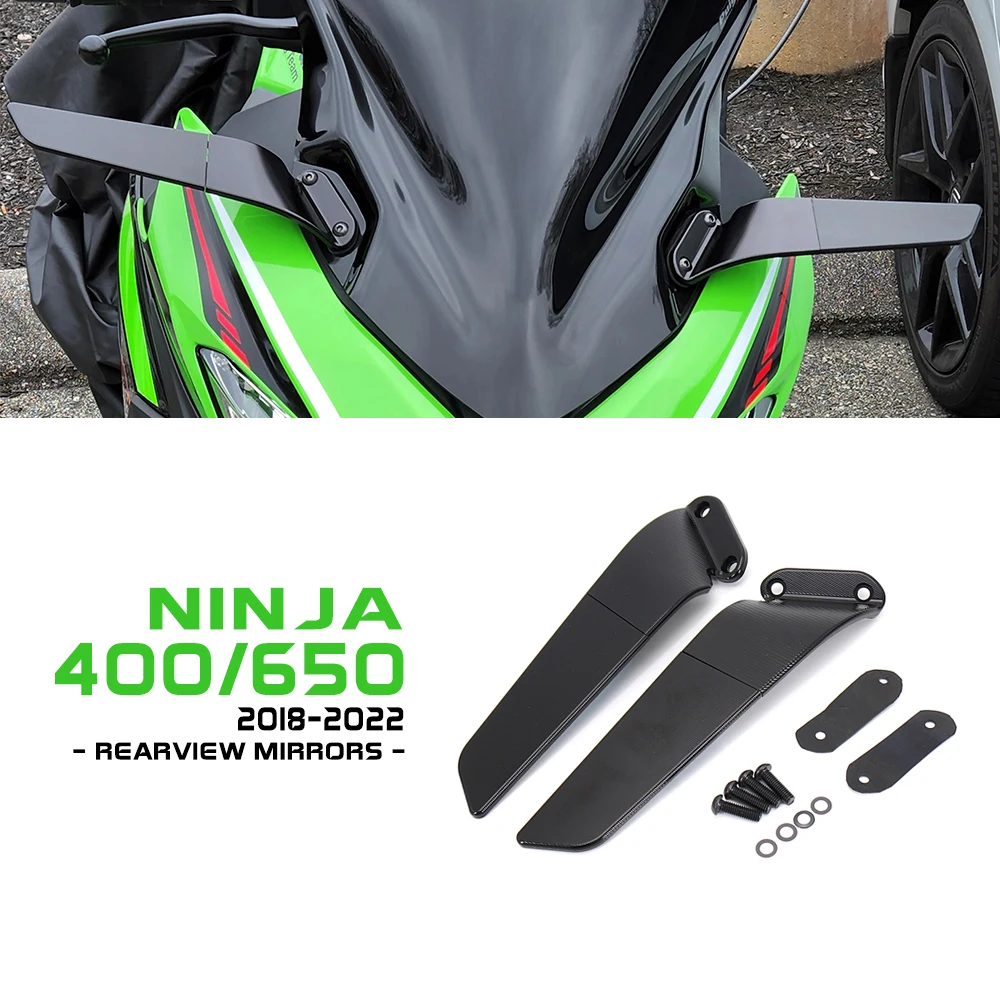 

Ninja 650 Accessories for Kawasaki Ninja650 Ninja400 2018-2023 Motorcycle Stealth Mirrors Adjustable Sports Winglets Aluminum