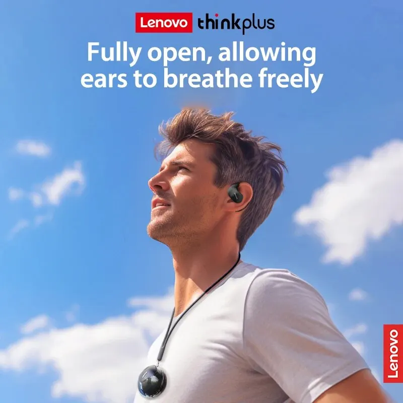 Lenovo X15pro OWS Earphone Bluetooth 5.4 Ear-mounted Sports Waterproof Wireless Earphones with Lanyard