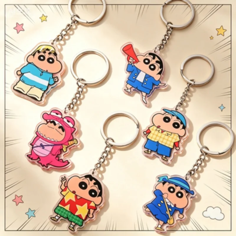 Llavero de acrílico de Crayon ShinChan, diseño lindo de Shin Chan con traje de dinosaurio, versión uniforme, accesorio colgante de acrílico, regalo