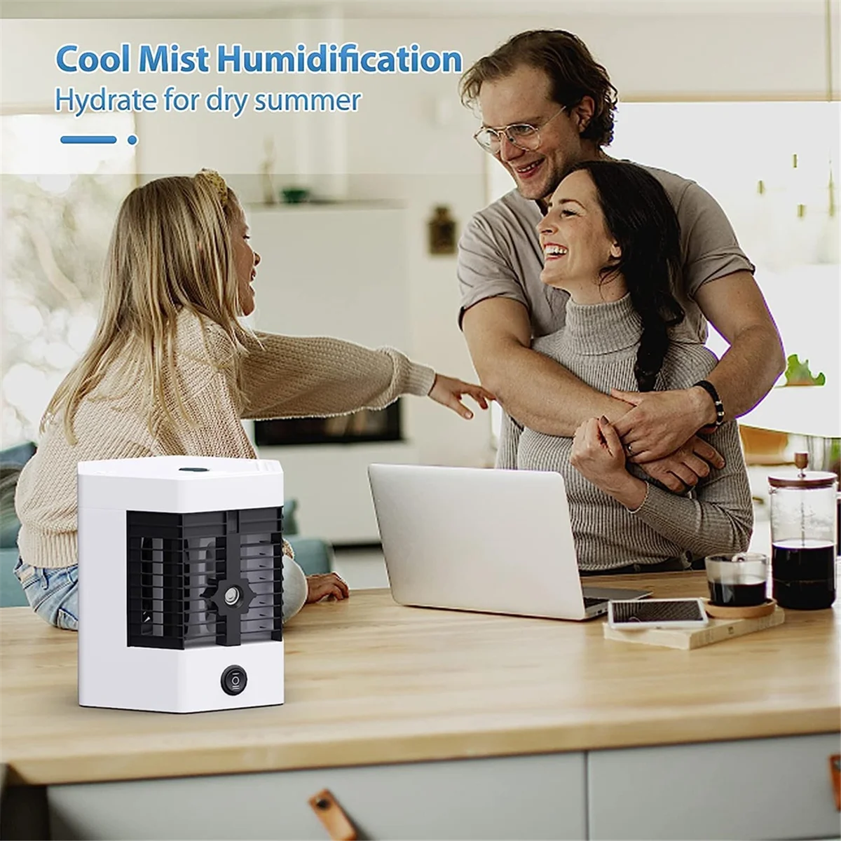 Mini aire acondicionado portátil, muy adecuado para habitaciones pequeñas, Enfriador de aire silencioso, Mini ventilador portátil, Humidificador