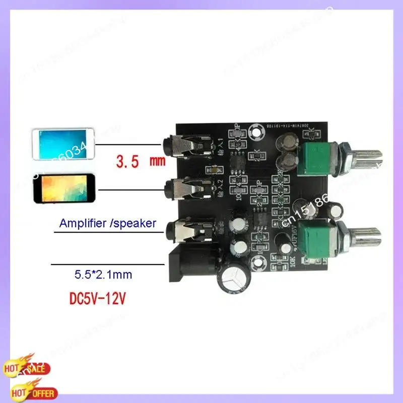 CLCU 2Way 2CH 2 In 1 Out Stereo Audio Signal Mixer Mixing Board For One Way Reverb Output Headset Amplifier With Case