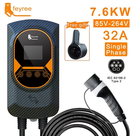 Зарядная станция Feyree EV Charger Type2 32A 7.6кВт EVSE Wallbox с 2.8-дюймовым экраном, регулируемым током, настенная, для электромобилей