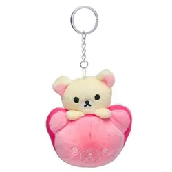 Cute Rilakkuma Bakery Series Korilakkuma Bear Bread Pink Mascot Plush Stuffed Keychain Bag Keyholder Keyring Pendant Toy Doll