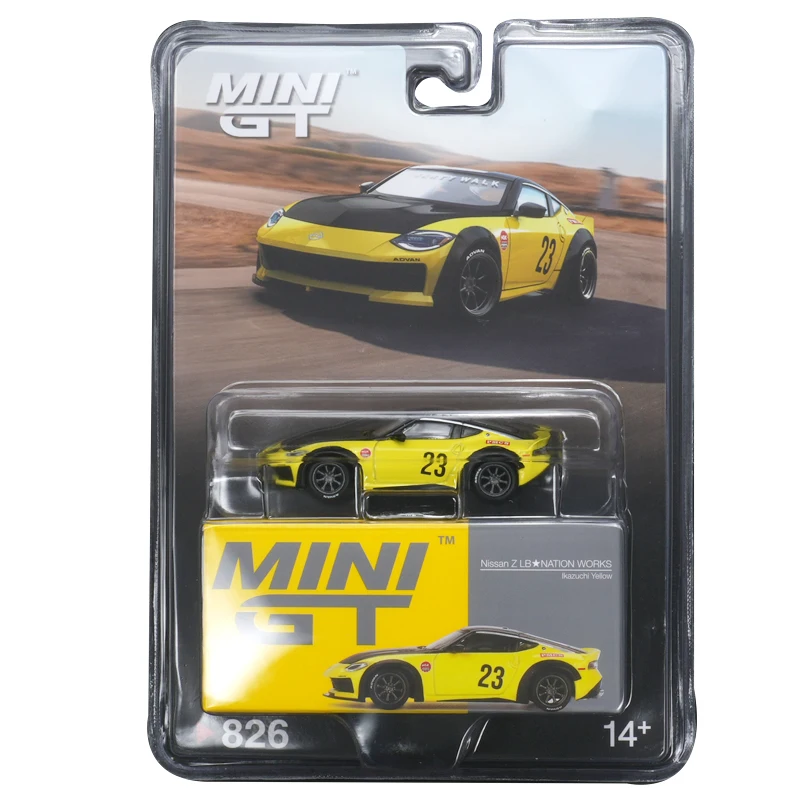 

MINIGT LBWK 400 Z LB 826 1:64 NATION WORKS Ikazuchi Желтый литой под давлением модель автомобиля Коллекция игрушек