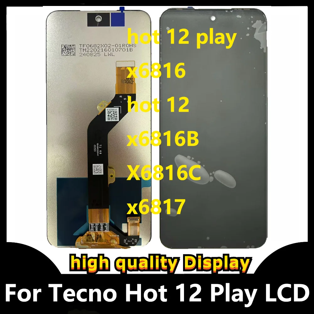 

6,82 "для Infinix Hot 12 Play ЖК-дисплей X6816 X6816B X681 Замена сенсорного экрана в сборе Hot 12 play Hot 12 ЖК-дисплей