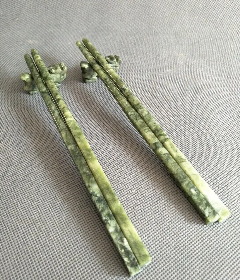 A pair exquisite Chinese jade handmade work chopsticks