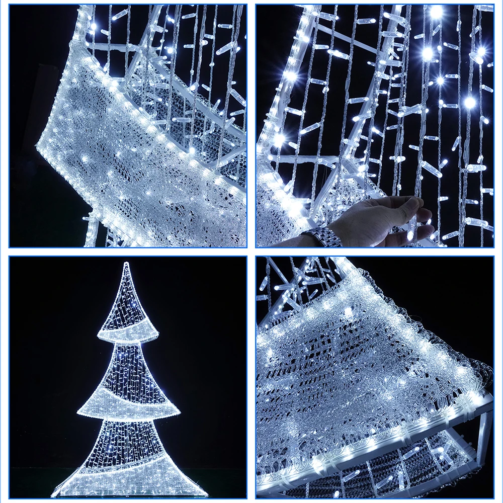 Outdoor collapsible curtain integrated motif lighted crafts holiday lighting christmas modern flagpole christmas tree led lights