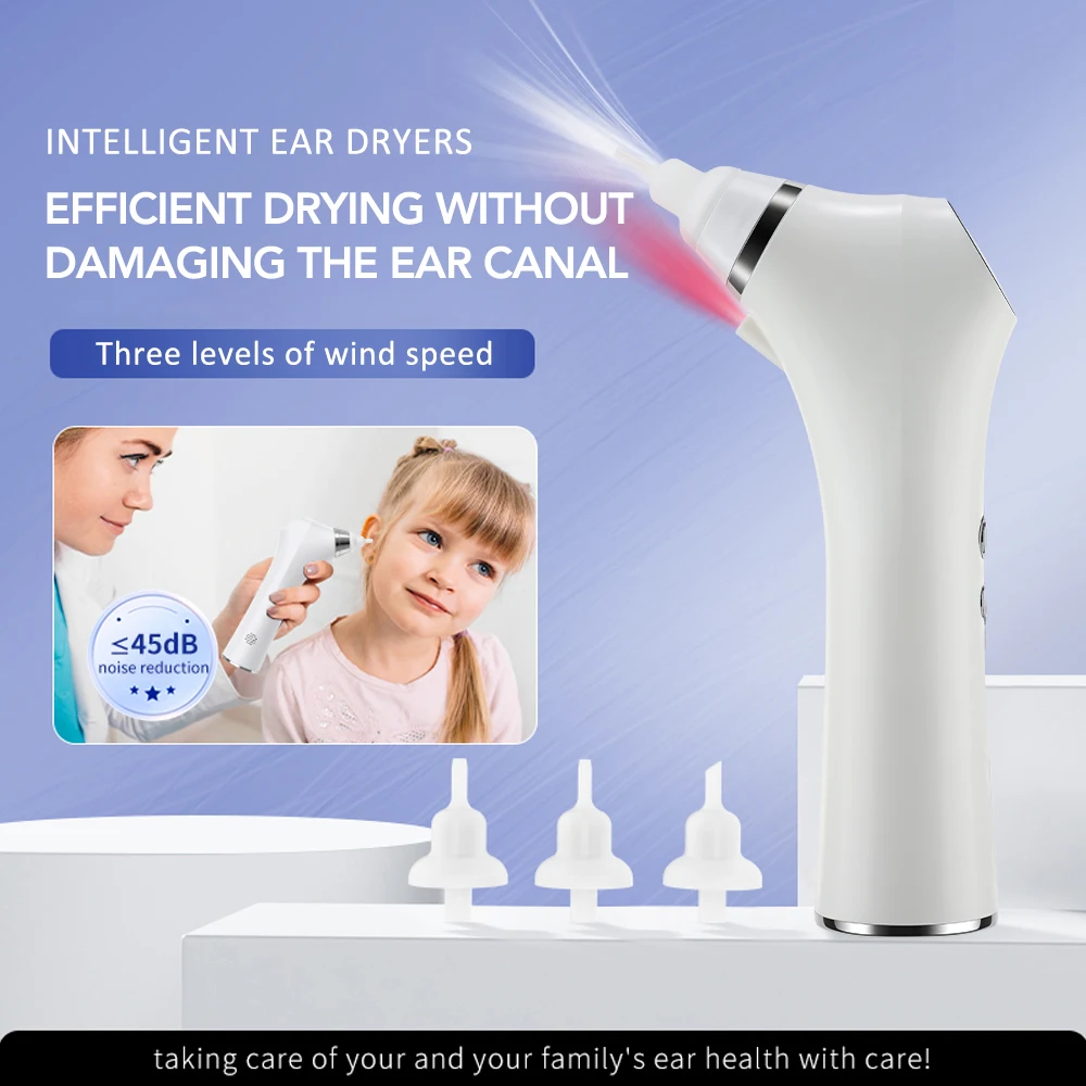 

Smart Ear Dryer 3 Levels Wind Speed Ear Canal Drying Machine Rechargeable Low Noise Bathing Swimming Ear Blower with 3 Ear Tips