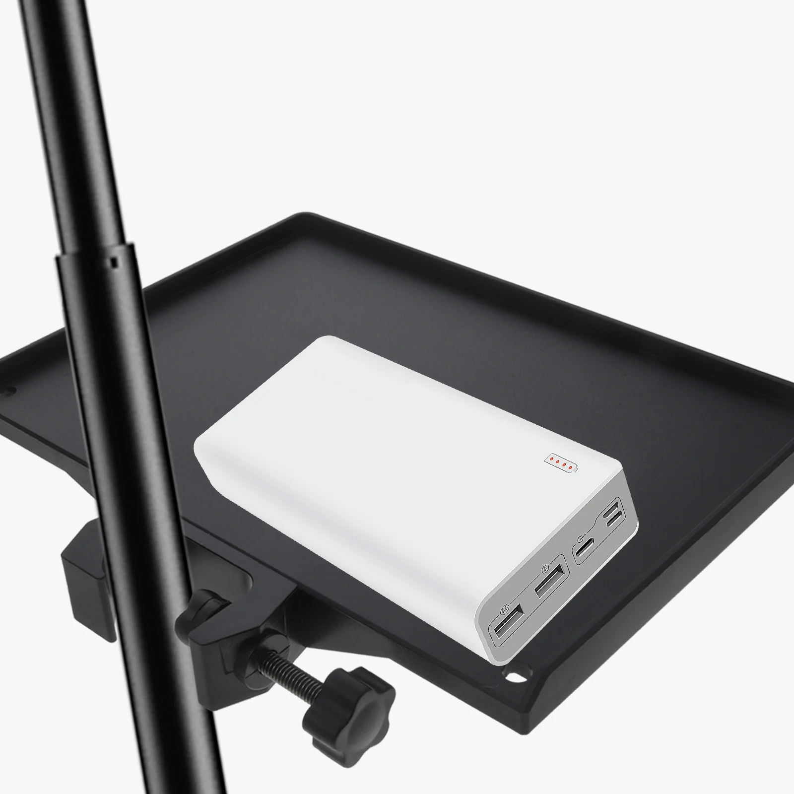 

Microphone Stand Accessory Tray Clamp-on Iron Tray with Sponge Pad Anti-Slip Raised Shelf Adjustable Height for Live Broadcast