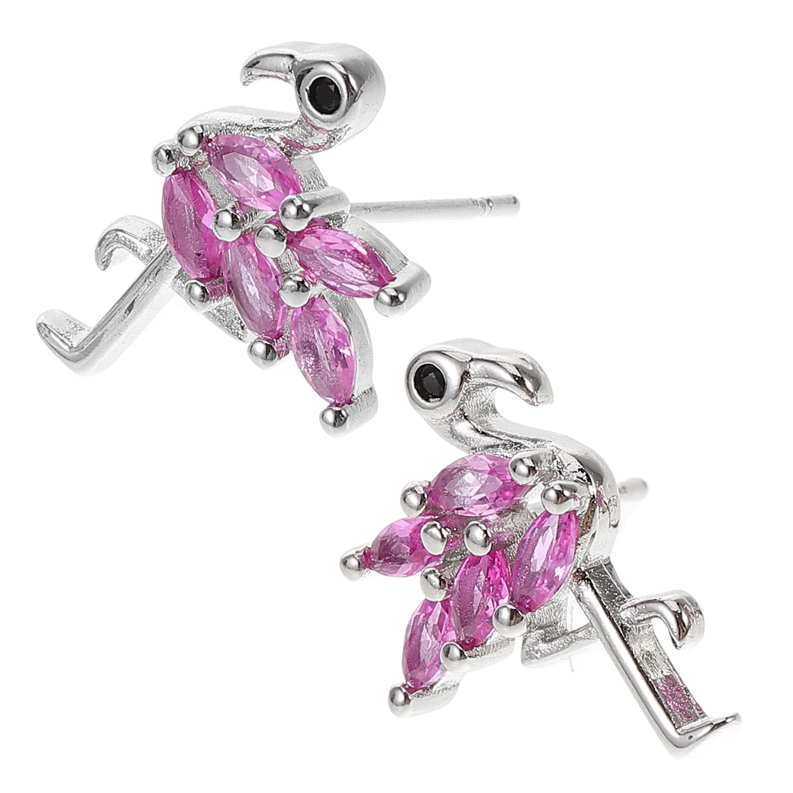 

1Pair Flamingo Lover Present Zircon Earrings Cute Kawaii Dangle Jewelry for Women Halloween Xmas Party Accessories