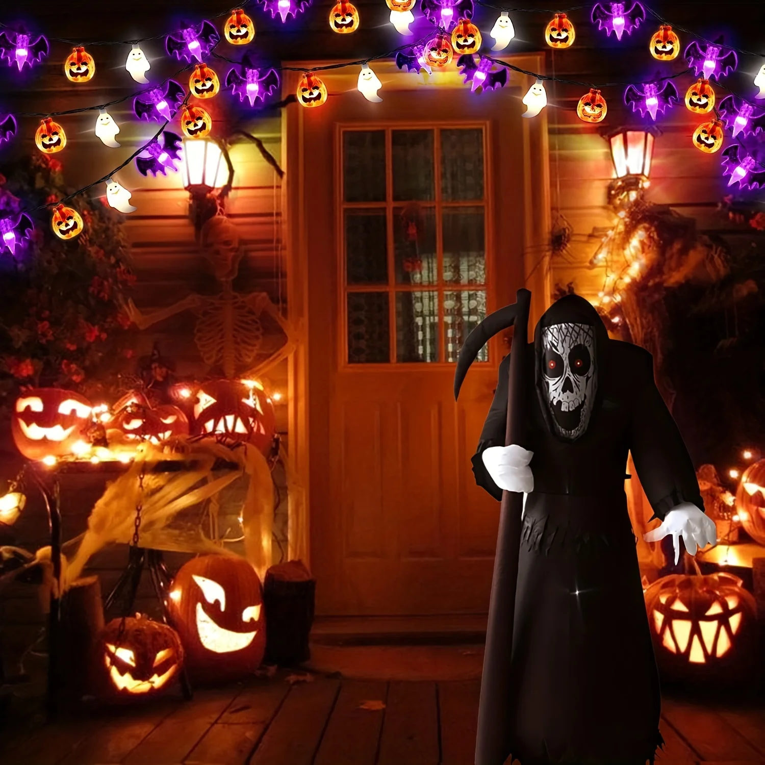 かわいいカボチャコウモリゴーストハロウィンLEDストリングラ - Halloween Led String Lights Orange のレビューと価格