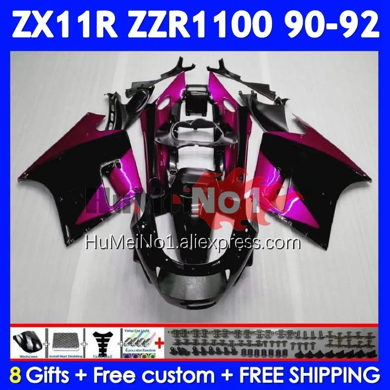 ZX-11R For KAWASAKI NINJA ZX11 ZZR 1100 ZZR-1100 222No.120 ZZR1100 ZX Rose black 11R 11 R ZX11R 90 91 92 1990 1991 1992 Fairing