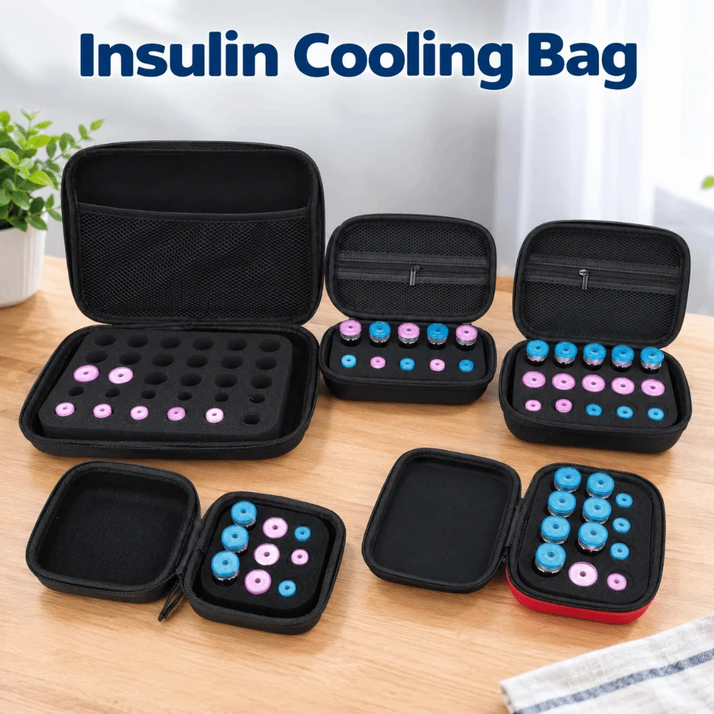Multiple Slots Insulin Vial Storage Case 3-10ml Dust-proof Insulin Organizer EVA Lockable Insulin Vial Protector Diabetes Care