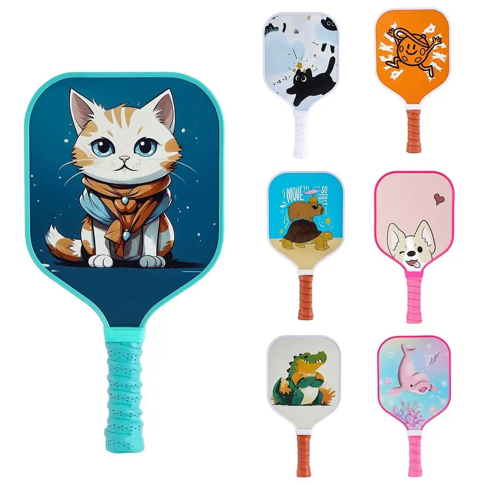 Cartoon Children's Pickleball Paddle Glass Fibre Surface Lightweight Pickleball Racket Non-slip Grip Honeycomb Core Sports Bat