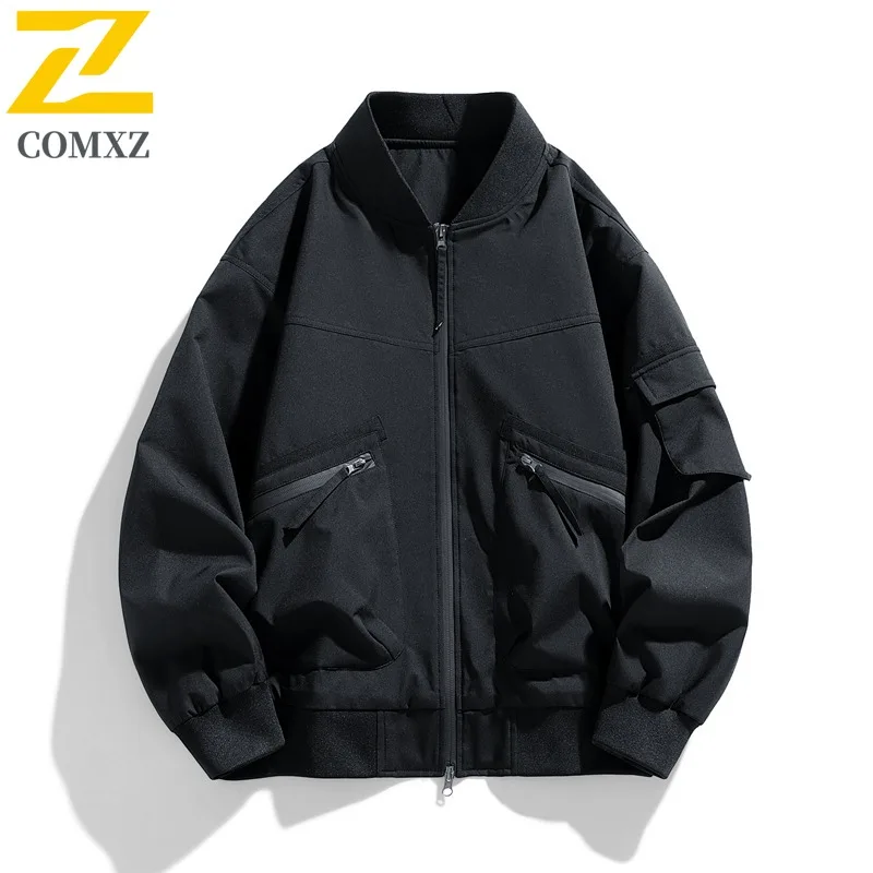 COMXZ Flight Jacket Men Spring Autumn Fashion Loose Mens American Trend Casual Workwear Baseball Jacket lightweight windbreaker