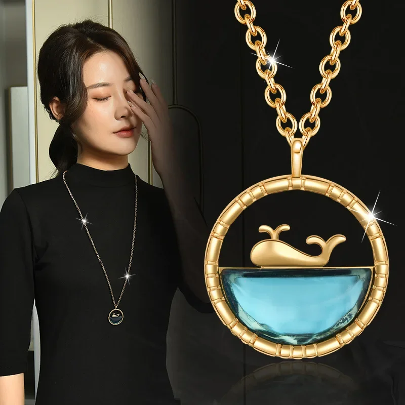 새로운 로맨틱 오션 고래 목걸이, 패셔너블하고 다재다능한 여성 가을 ​​겨울 스웨터 목걸이
