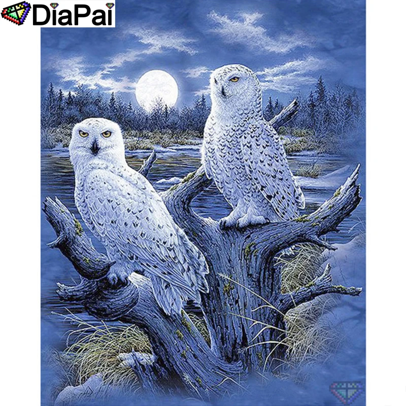 

DIAPAI Diamond Painting 5D DIY 100% Full Square/Round Drill "Animal owl moon" Diamond Embroidery Cross Stitch 3D Decor A24594