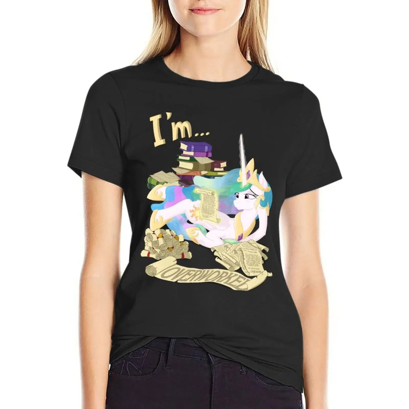 

I'm... Celestia T-Shirt sweat summer top blacks Women clothing