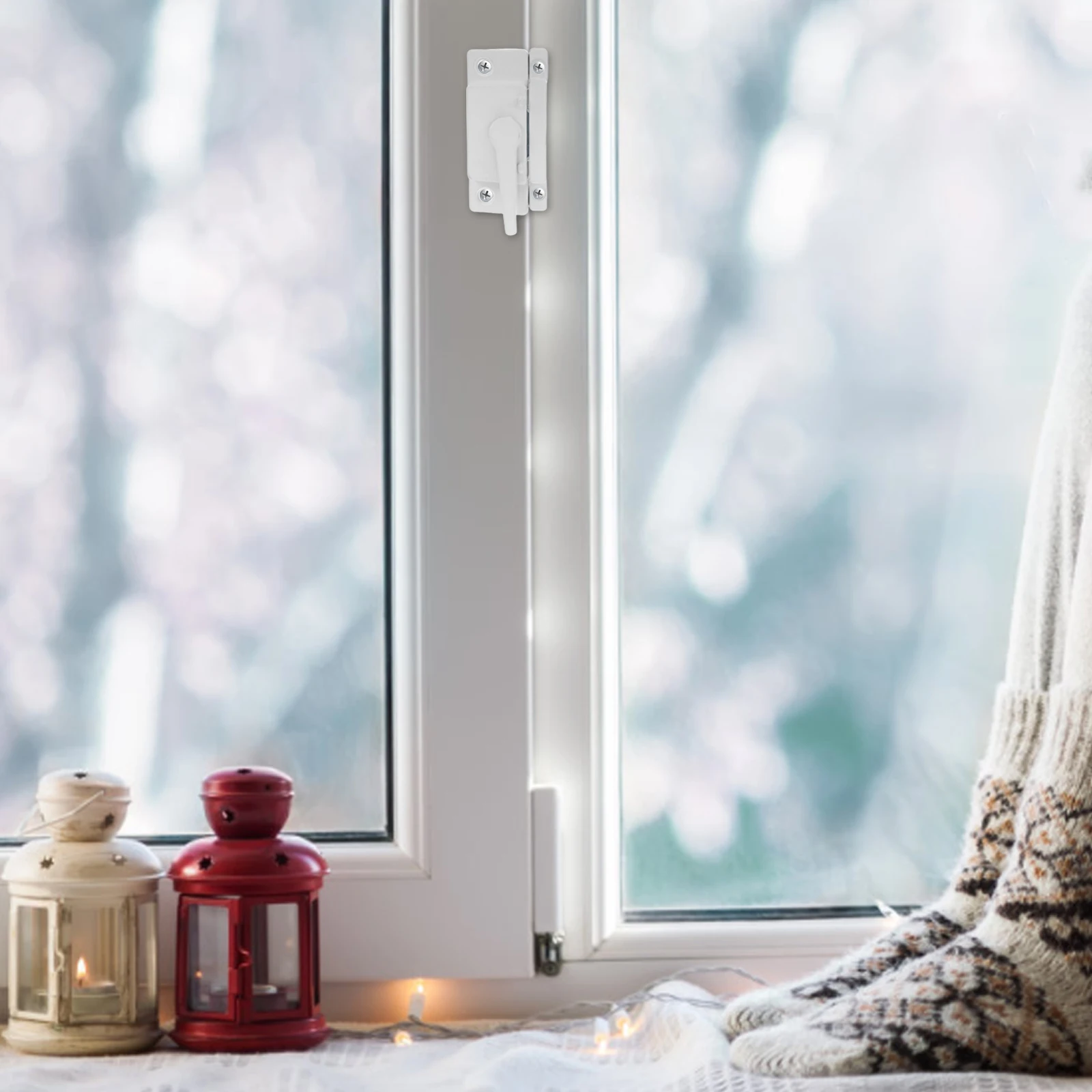 

2 Pair Sliding Door Window Locks White Side Hole Plastic Steel Doors Security Stopper Patio Horizontal Sash Cam Latch