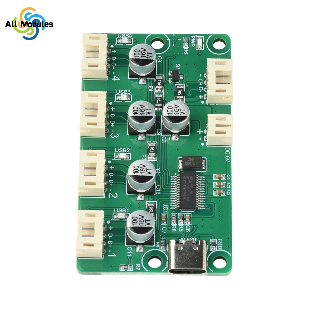 DC 5V 1-to-4 Port USB 2.0 Hub Module Drive USB Splitter Electronic Development Expansion Board XH2.54 PH2.0 Interface