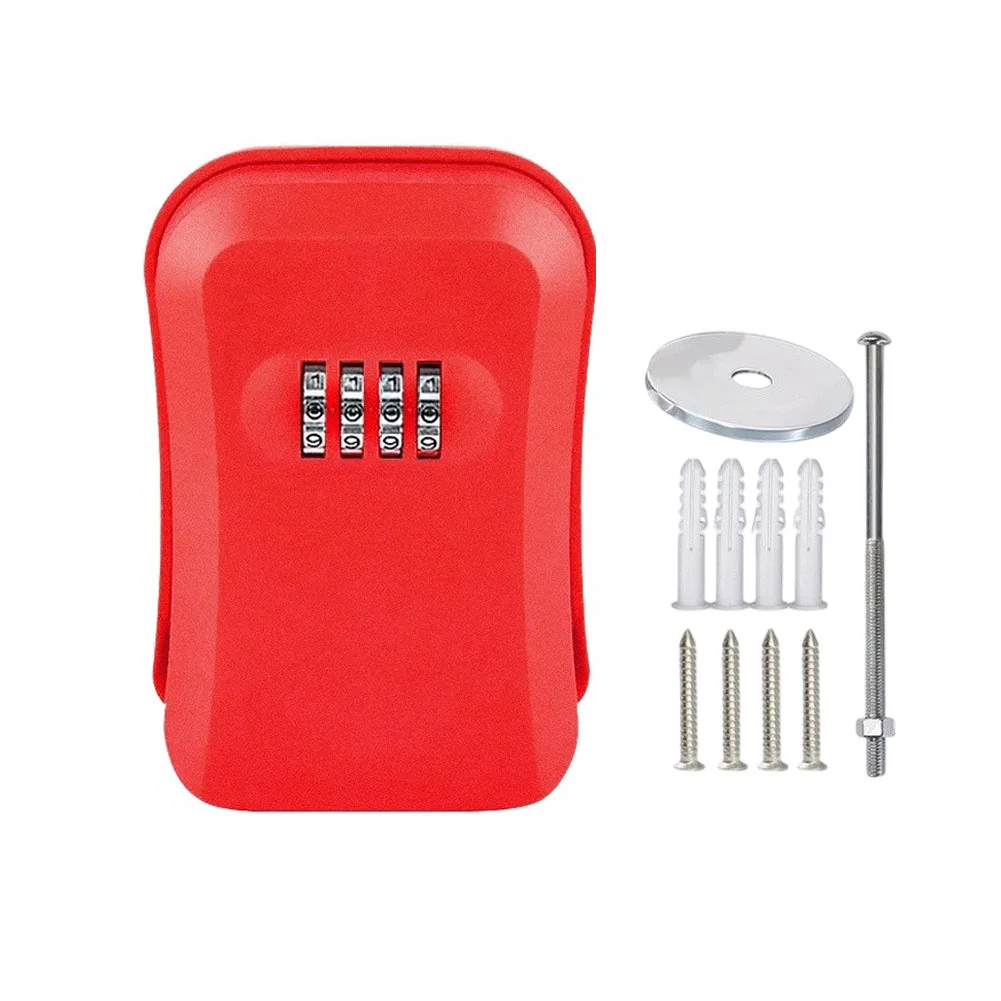 Portable Key Lock Box Outdoor For Weather Resistant 4 Digit Resettable Combination for Door Knob Ball Biscuit Curved 13x4.5x9cm