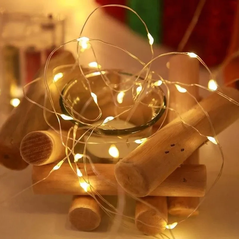 10/20M USB LED String Lights Copper Silver Wire Garland Light Wodoodporne lampki świąteczne na świąteczne dekoracje weselne