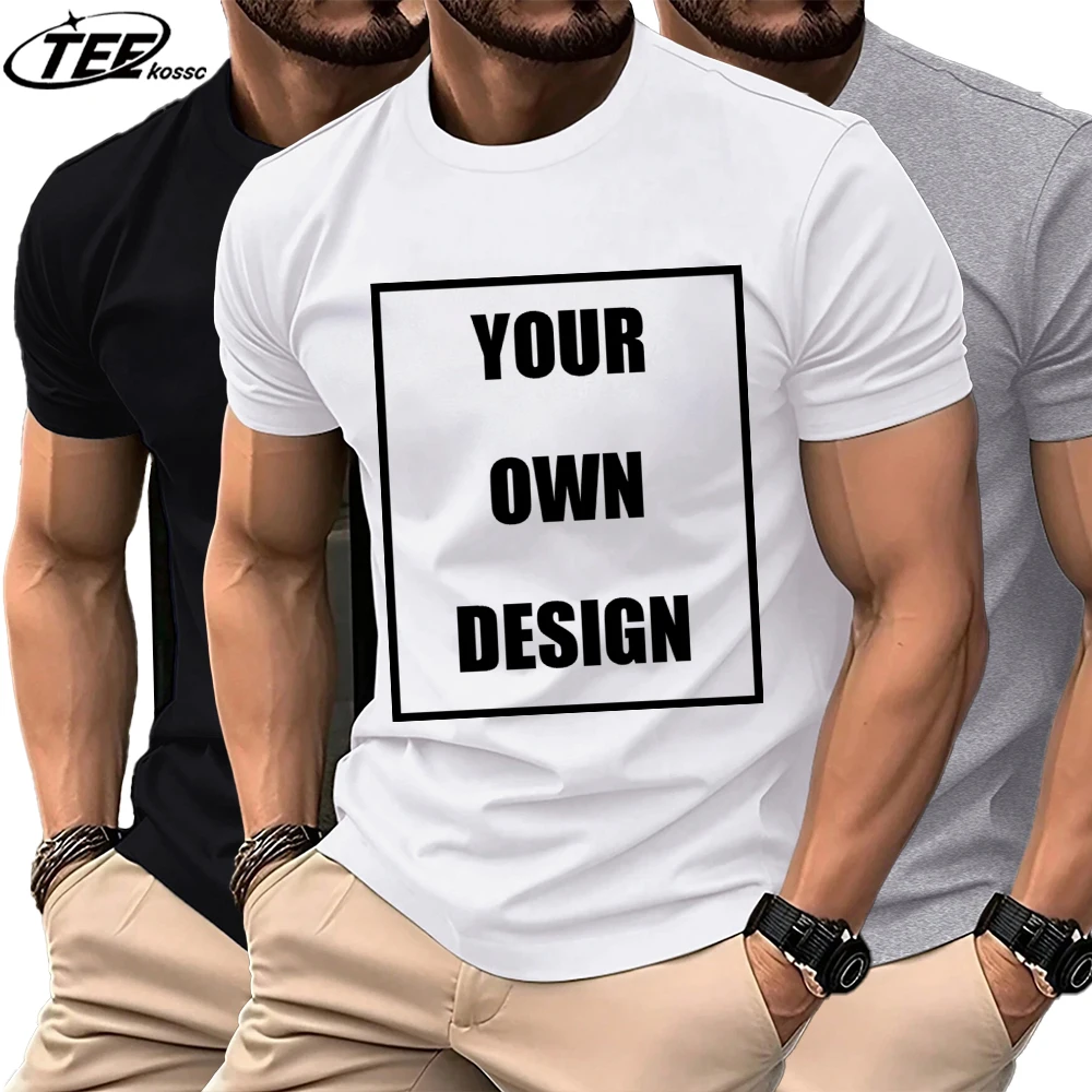 Tu propio diseño de marca Logo/imagen personalizada para hombres DIY camisetas de algodón de verano camiseta de moda ropa Casual Unisex suelta de manga corta
